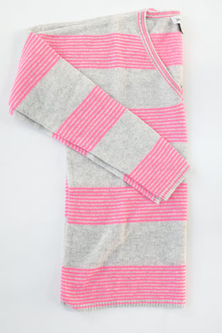 JACK & JO NEON PINK STRIPE V NECK SWEATER
