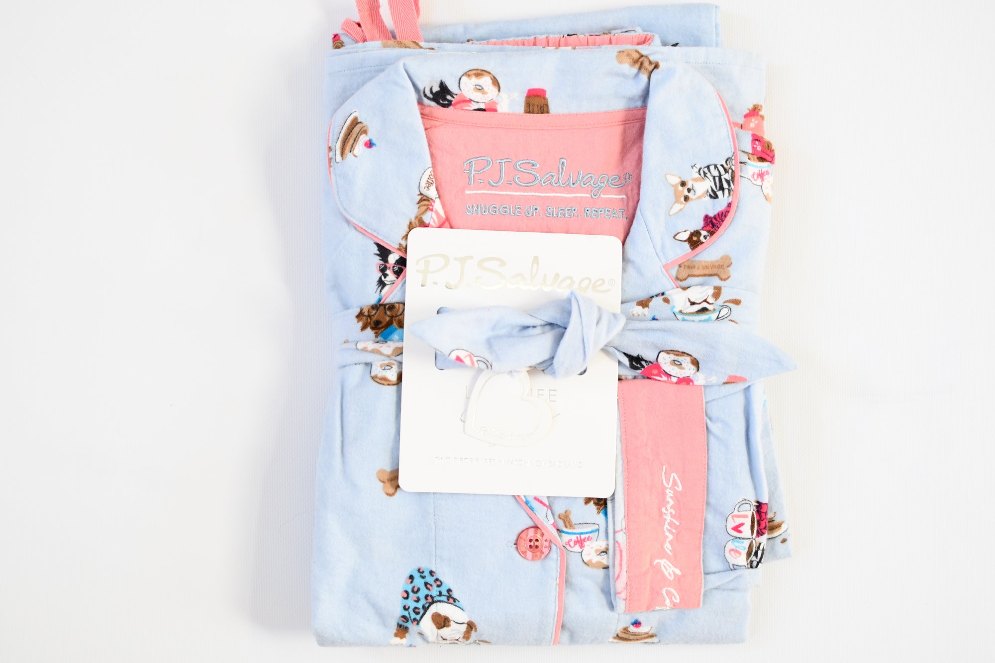 PJ SALVAGE SKY BLUE "SUNSHINE & COFFEE" PAJAMA SET