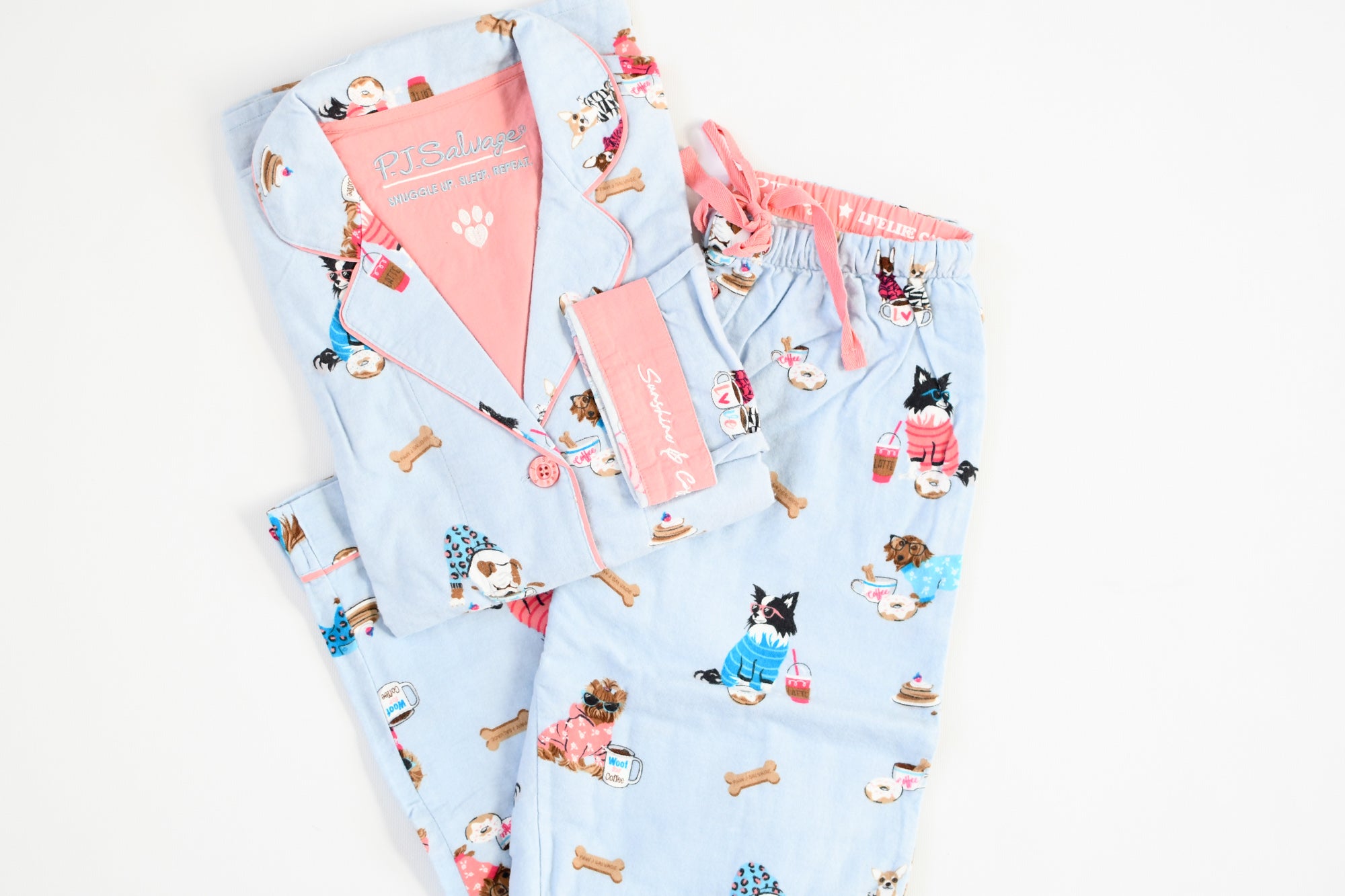 PJ SALVAGE SKY BLUE "SUNSHINE & COFFEE" PAJAMA SET