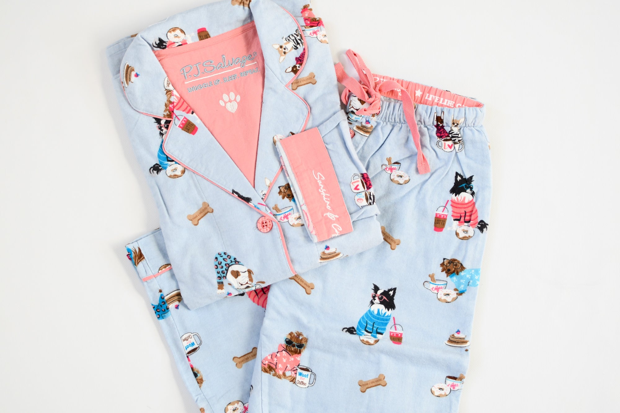 PJ SALVAGE SKY BLUE "SUNSHINE & COFFEE" PAJAMA SET