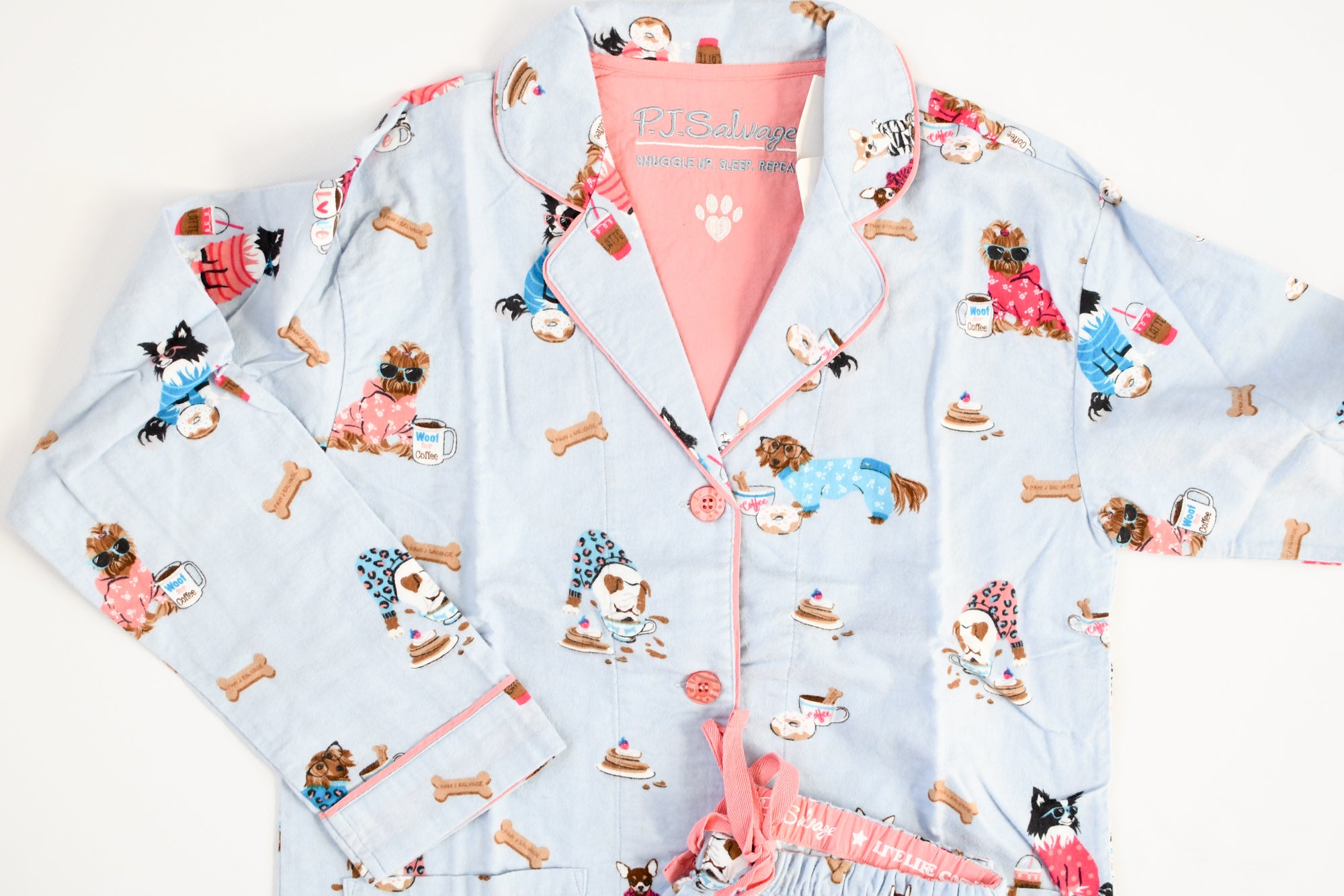 PJ SALVAGE SKY BLUE "SUNSHINE & COFFEE" PAJAMA SET