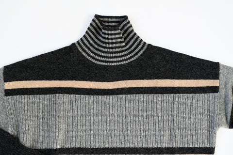 AUTUMN CASHMERE MOCK NECK STRIPE PEPPER SWEATER