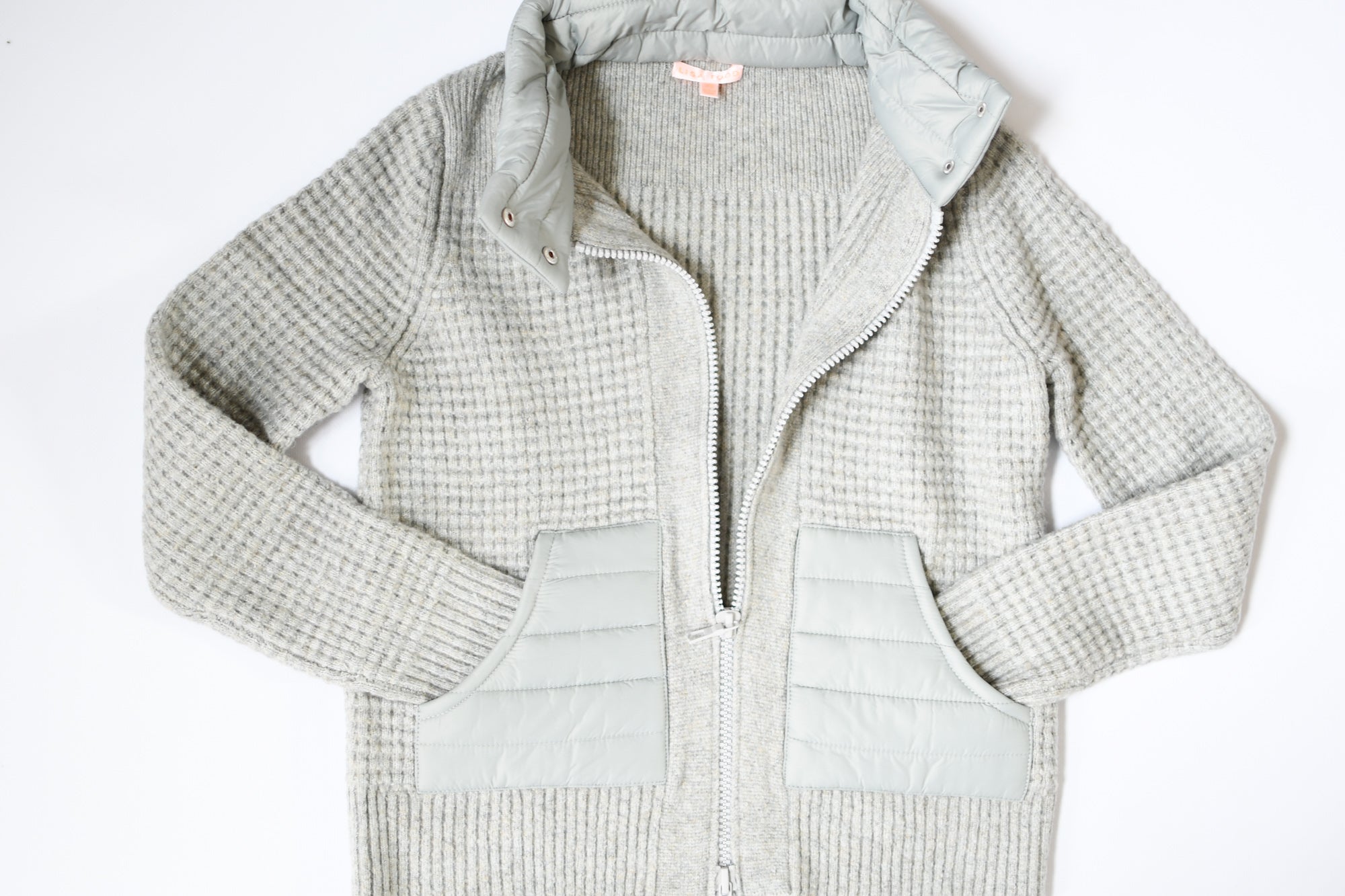 LISA TODD SILVER POSH PUFFER ZIP SWEATER