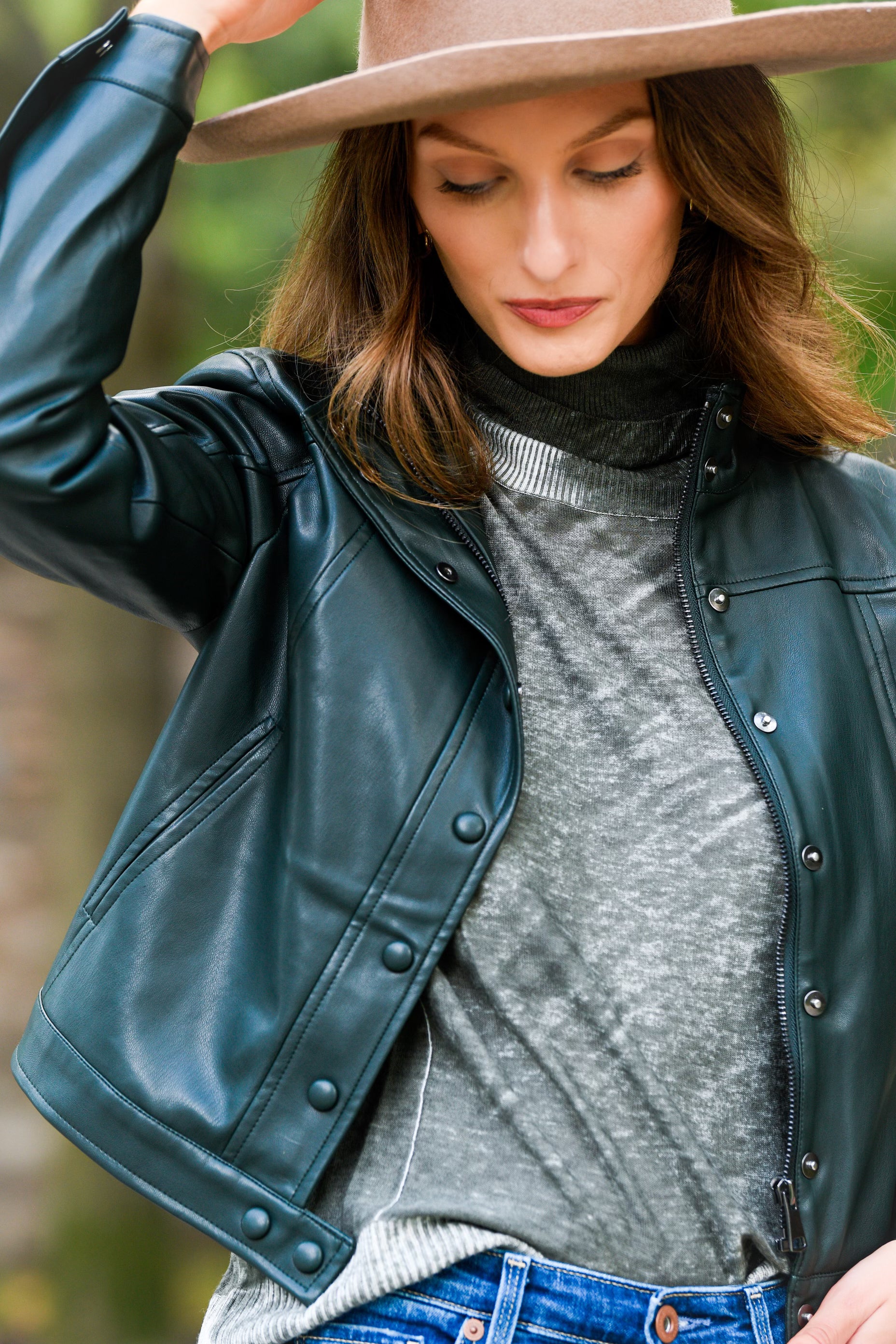 ELLIOTT LAUREN FAUX LEATHER HUNTER JACKET