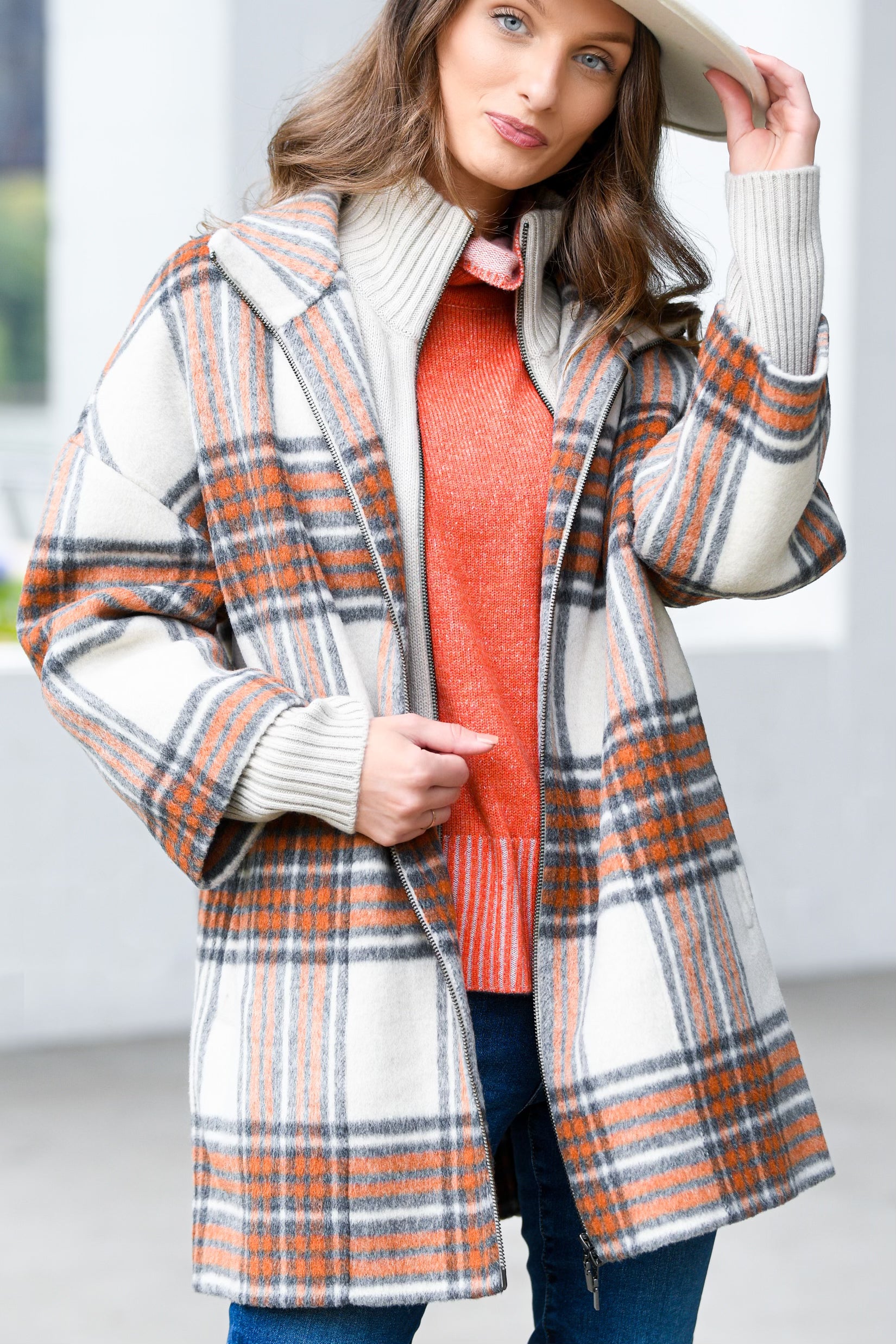 KINROSS PLAID WOOL AND ALPACA COAT