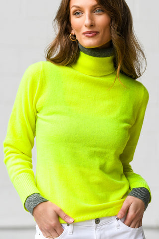 BRODIE LIME ROLLNECK CASHMERE SWEATER