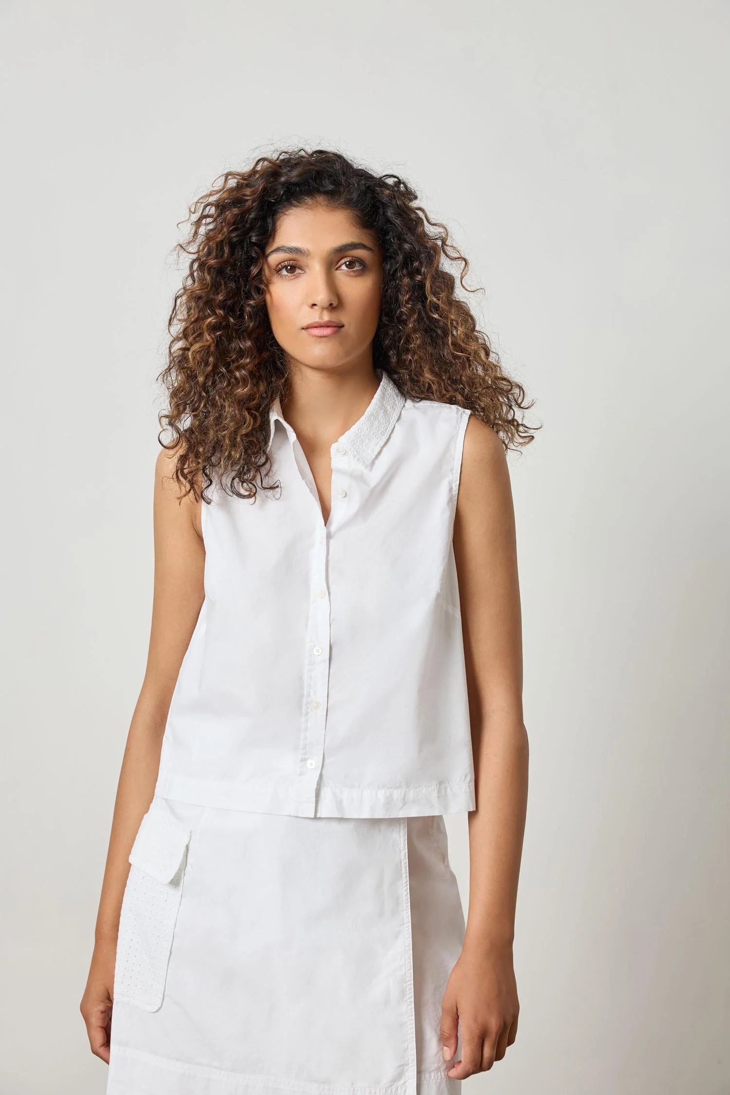 LILLA P WHITE EYELET TOP
