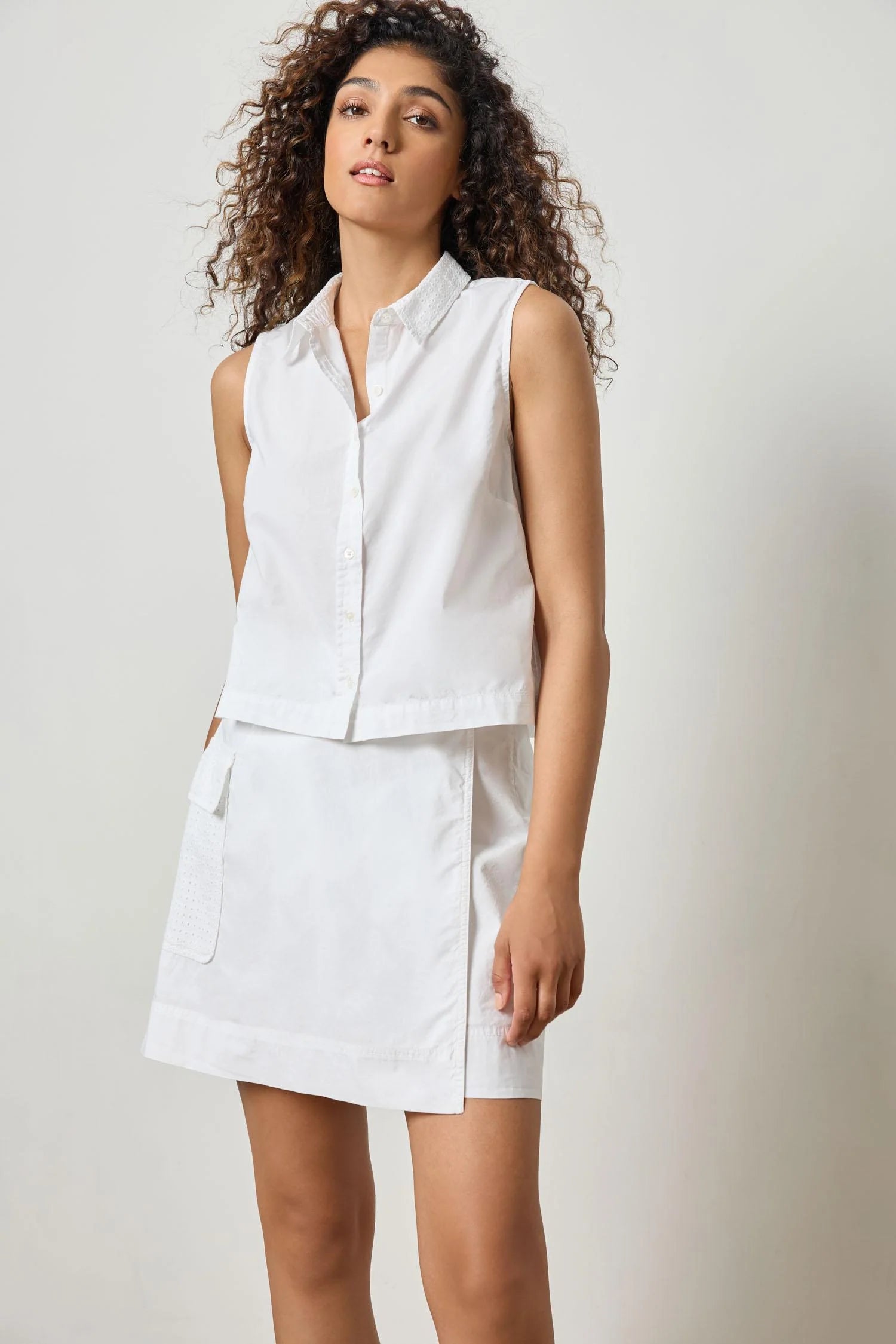 LILLA P WHITE EYELET TOP